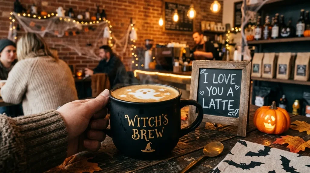 Romantic Halloween Coffee Puns